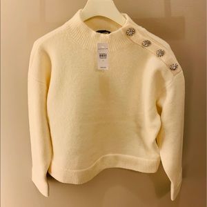 Ann Taylor Jewel Button Mock Neck 